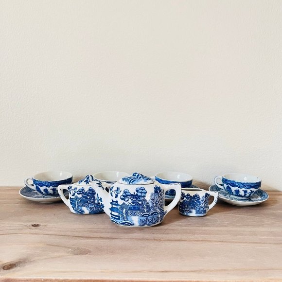 Other 194s Porcelain Blue Willow Childs Tea Set Made In Japan Poshmark